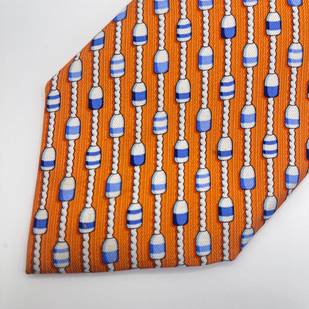 Vineyard Vines Tie Mens OS Orange Excellent Nautical Buoy Rope Silk Necktie